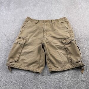 Vintage Aeropostale Shorts Mens 33 Brown Cargo‎ Utility Baggy Flap Pockets